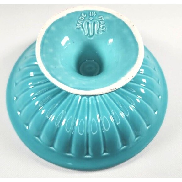 Maioliche Jessica Pedastal Serving Bowl Turquoise Italy - Picture 6 of 6